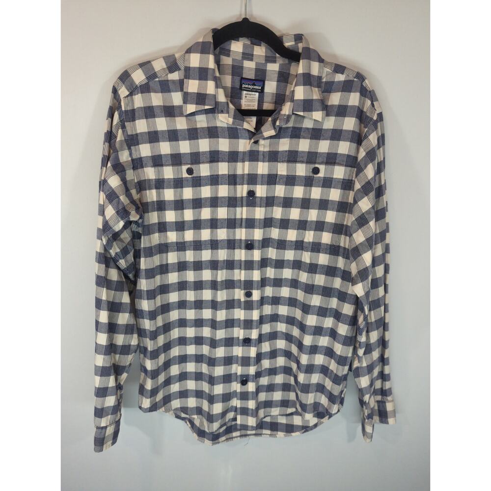 Patagonia Blue & White Plaid Organic Cotton Button-up Shirt Mens S‎ Long Sleeve